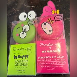 The Crème Shop x Sanrio Macaron Lip Balms - Keroppi Apple &My Melody Strawberry